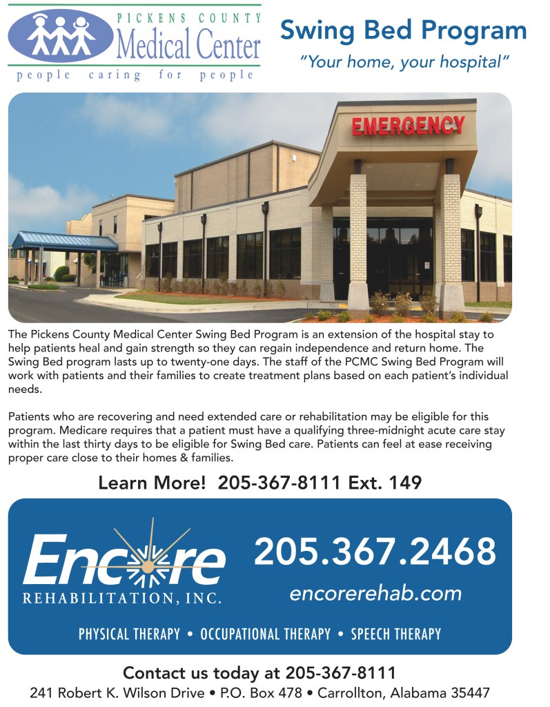 Flyer with details for Pickens County Medical Center Swing Bed Program
