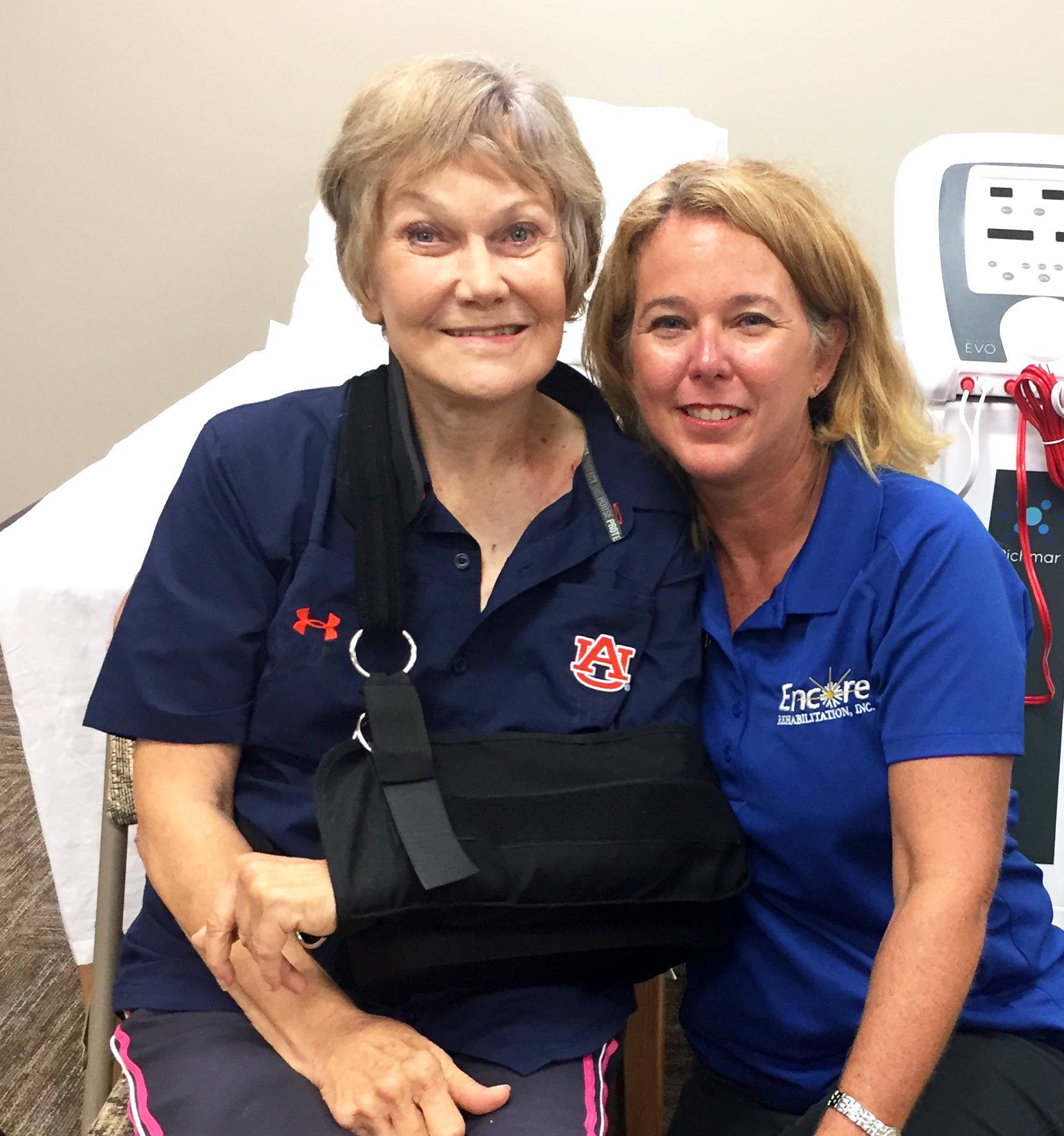 LaDallion Wiles with Encore Rehabilitation Physical Therapist Kristie Anderson