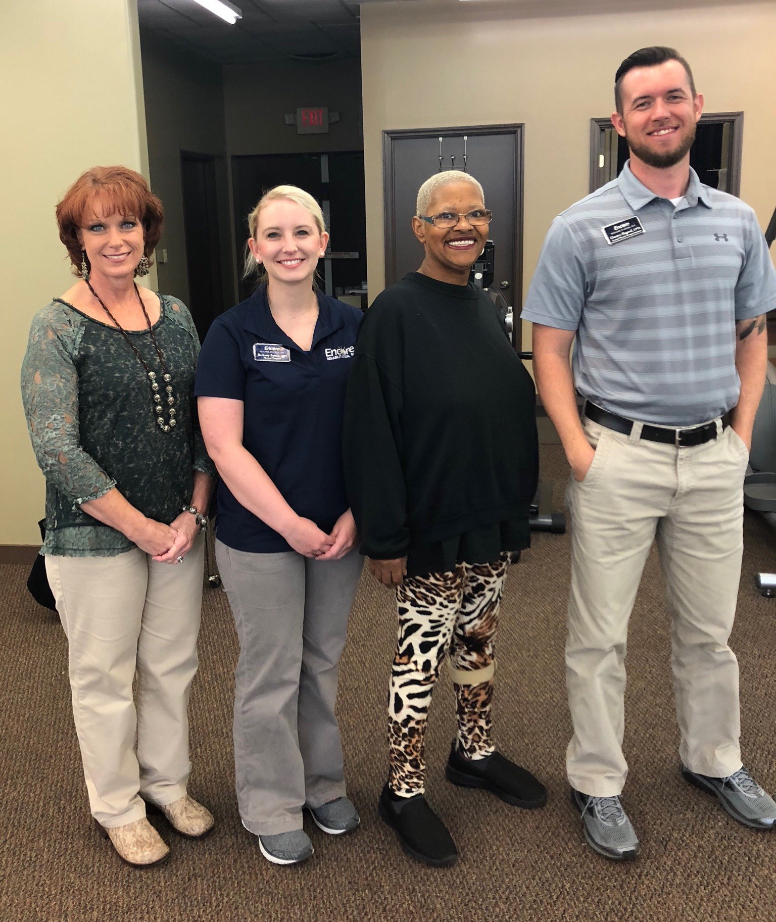 Thelma Hubbard, third from the left, is with the staff of Encore Rehabilitation-Russellville