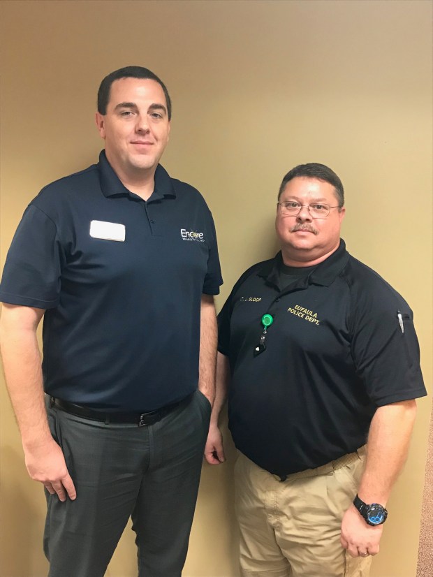 Encore Rehabilitation-Eufaula Clinic Director Brandon Addison with Lt. Jason Sloop of the Eufaula Police Department #EncoreRehab