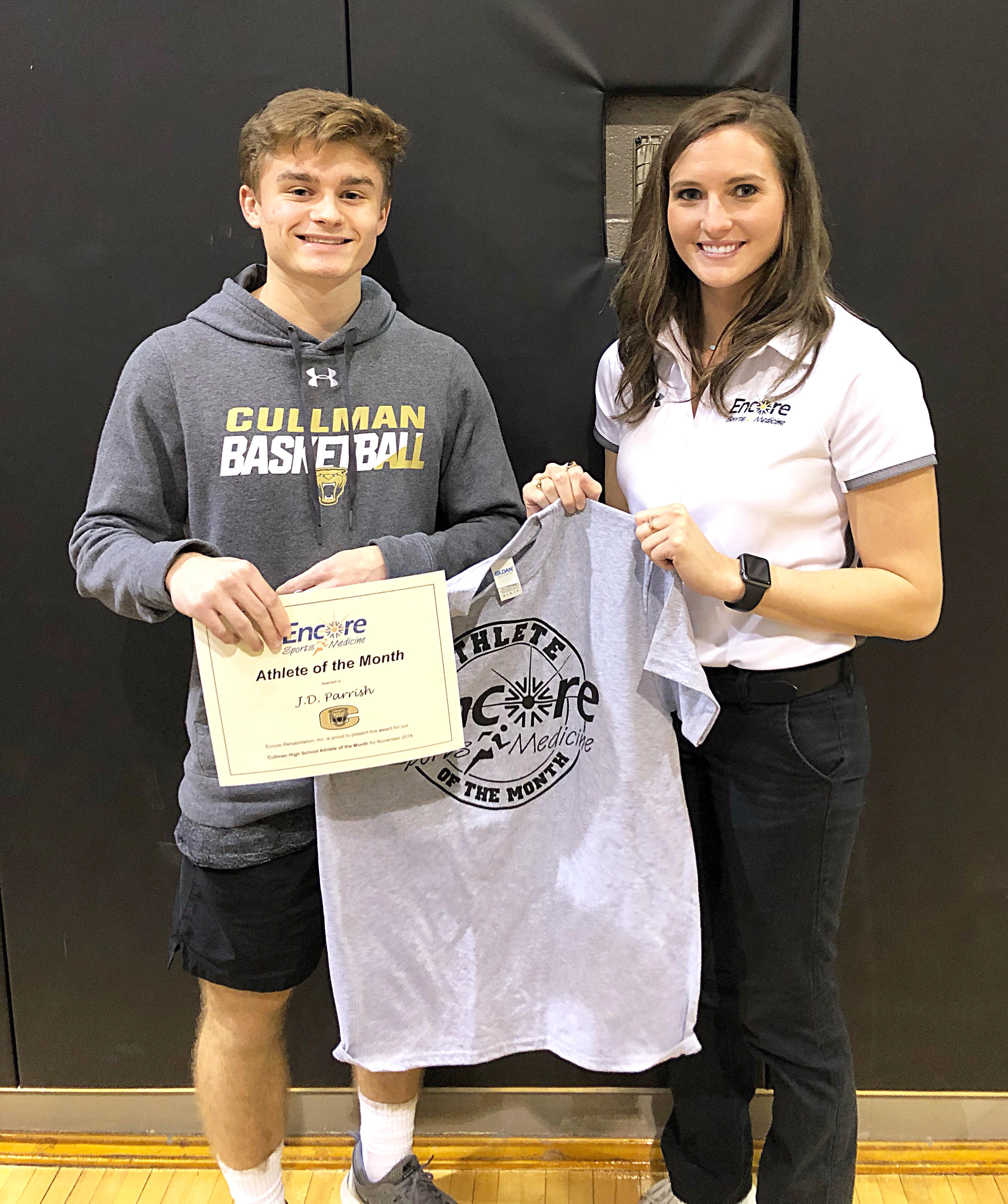 JD Parrish-Athlete of the Month for Cullman High School and Encore Rehabilitation-Cullman with Encore Sports Medicine Athletic Trainer Kimberlin Johnson #EncoreRehab