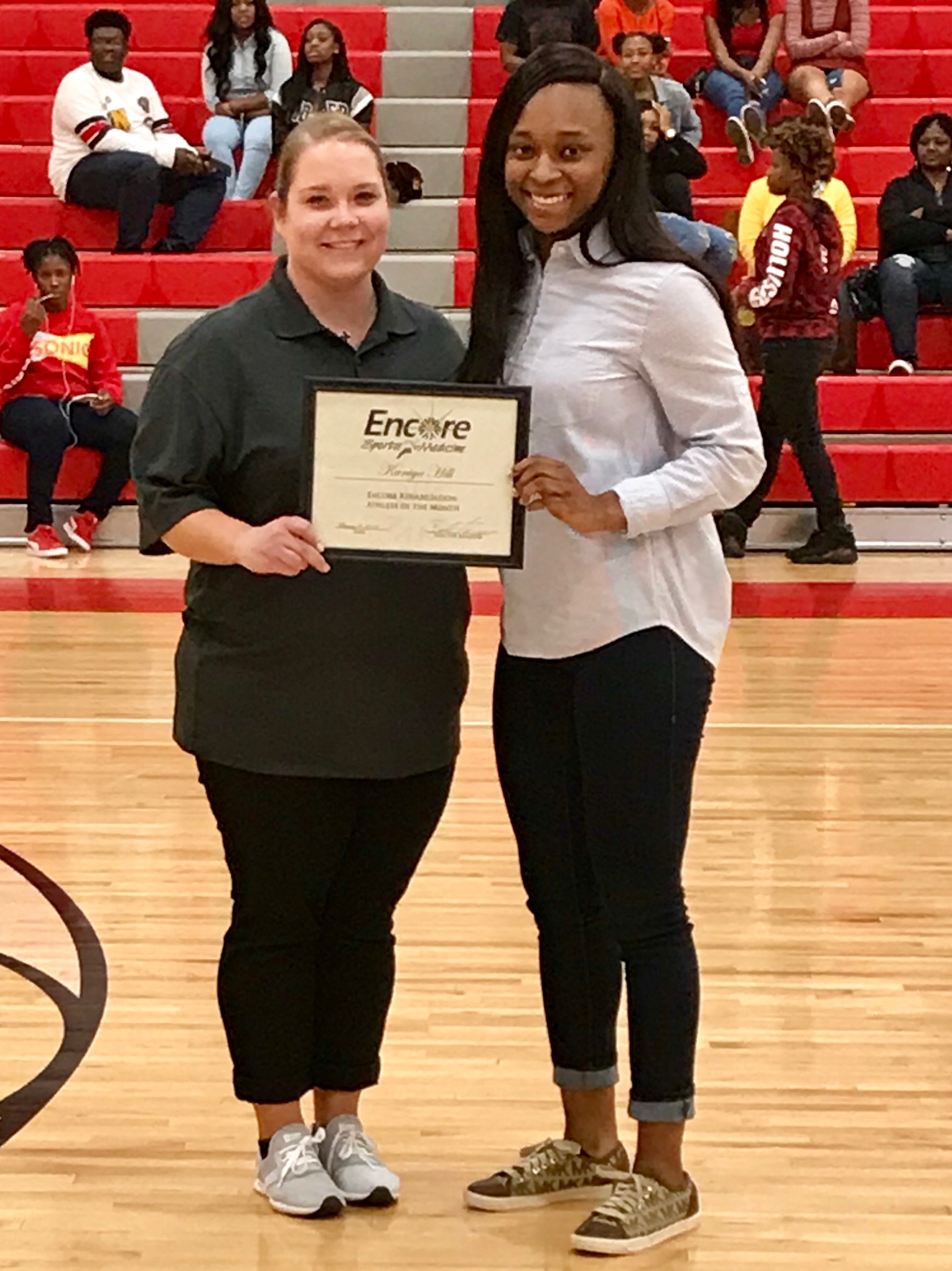 Kaniya Hill - Athlete of the Month for Encore Rehabilitation-Eufaula with Encore Sports Medicine Athletic Trainer Jessica McManus