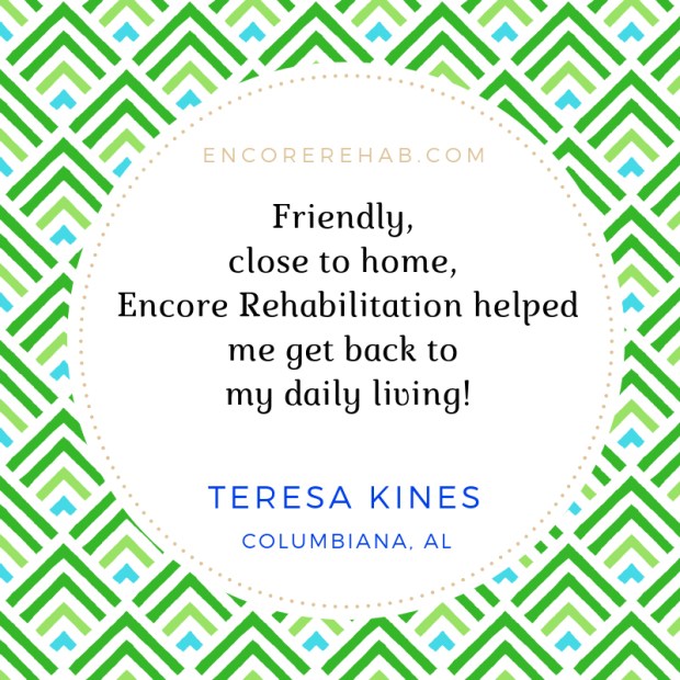 Teresa Kines gives recommendation for rehab at Encore Rehabilitation-Columbiana #EncoreRehab
