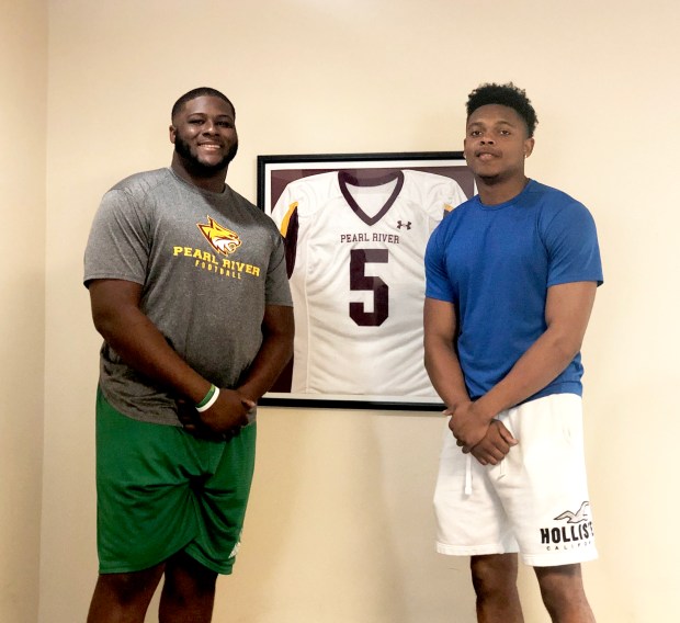 Zeke Chapman and Ronald Baker with Pearl River Community College Football