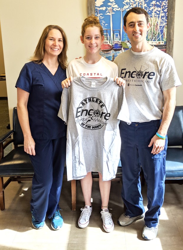 Athlete of the Month Kasandraledd Burch with Laura Waters, LPTA, and Davide Greer, PT, DPT, OCS, with Encore Rehabilitation-Tillman's Corner #EncoreRehab