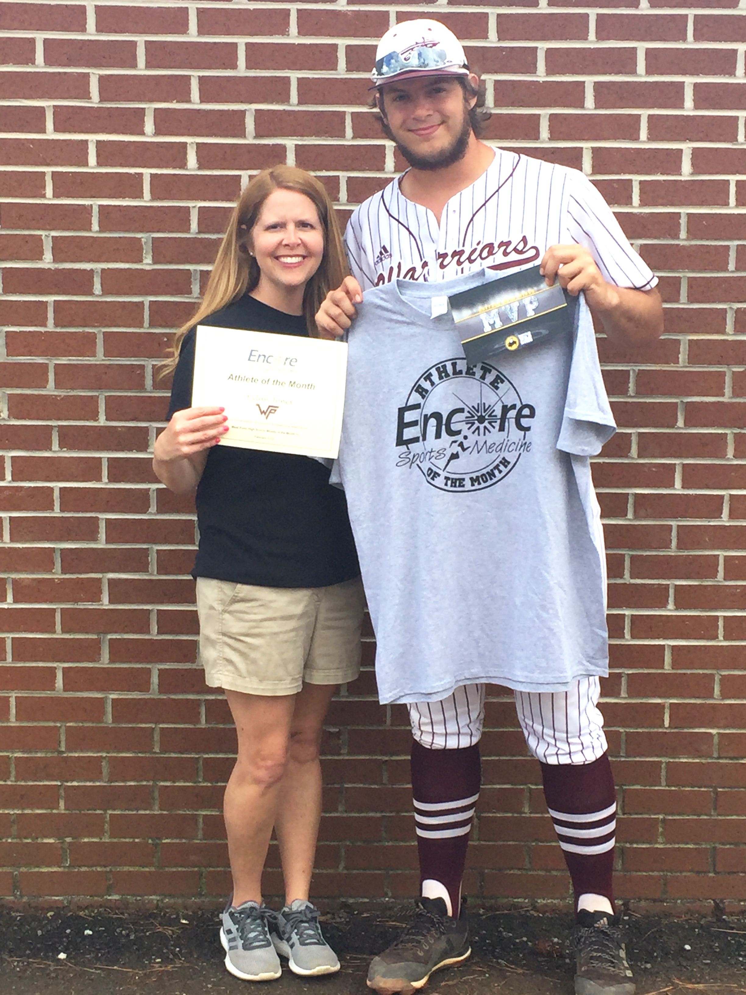Rylan Jones, Athlete of the Month for West Point High School & Encore Rehabilitation-Cullman is pictured here with Encore Sports Medicine Athletic Trainer Donna Chamblee #EncoreRehab