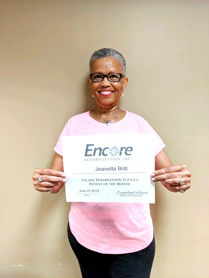 Jeanetta Britt is Patient of the Month for Encore Rehabilitation-Eufaula #EncoreRehab