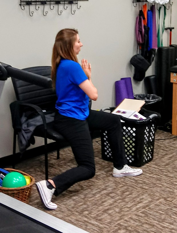 Encore Rehabilitation Physical Therapist Assistant Megan Johnson leads an exercise session for TEAMS Research Study participant at Phenix City #EncoreRehab