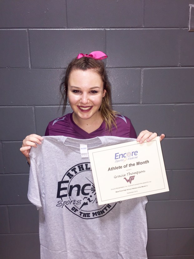 Gracie Thompson is Athlete of the Month for West Point High School and #EncoreRehab - Cullman