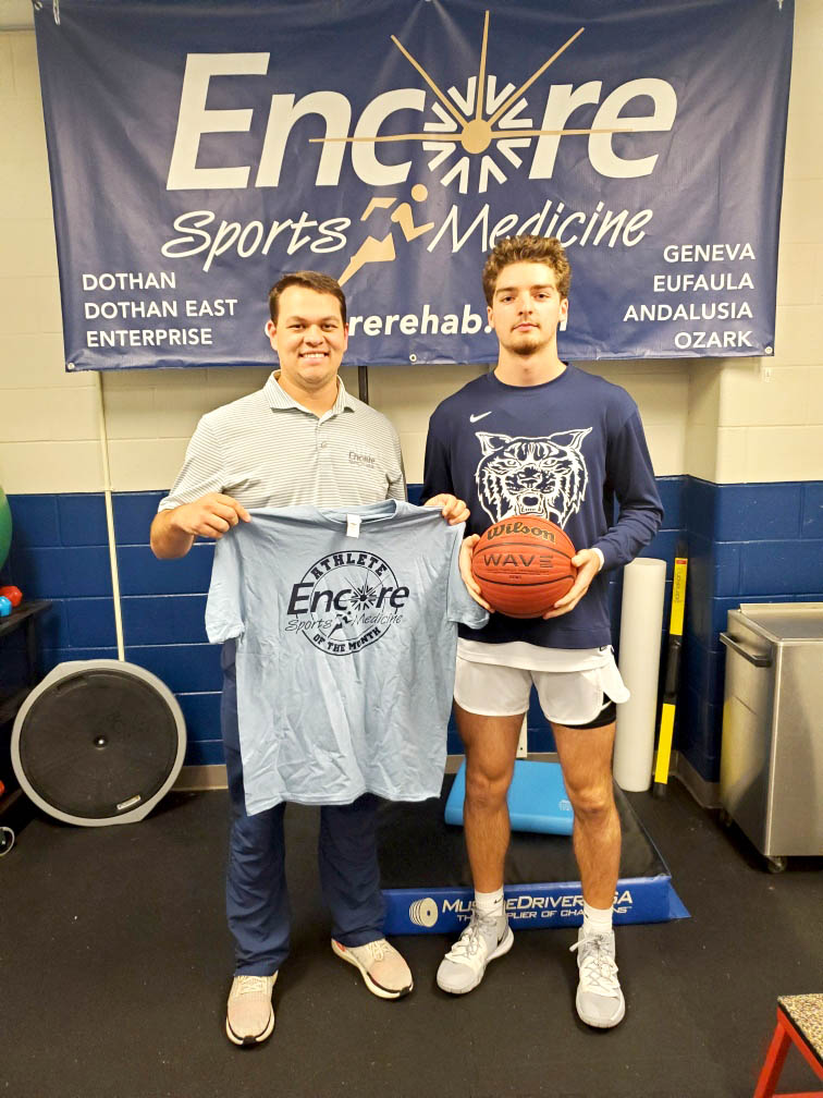 Athlete of the Month Jared Smith with Encore Sports Medicine Athletic Trainer Tate Fowler