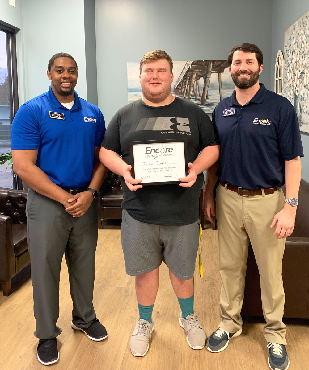 Justin Ficarra is Athlete of the Month for #EncoreRehab Opelika #weLOVEtoseeyoumove 