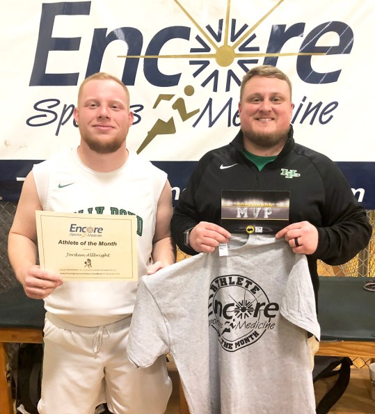 Athlete of the Month Jordan Allbright with #EncoreSportsMedicine Athletic Trainer Gage Brewer