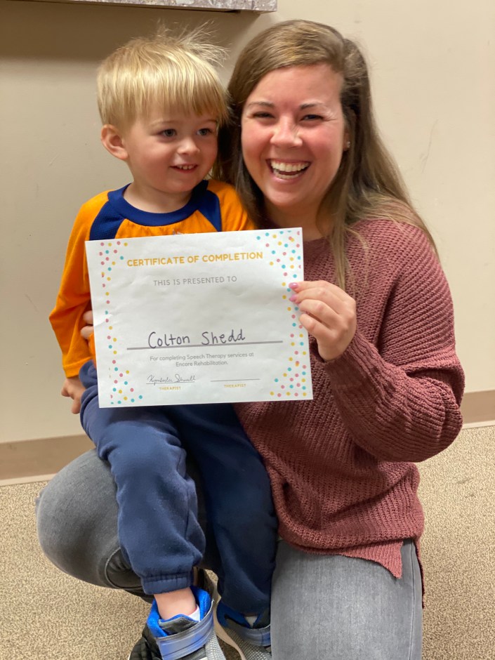 Colton graduates Speech Therapy at #EncoreRehab Cullman Pediatric Rehab