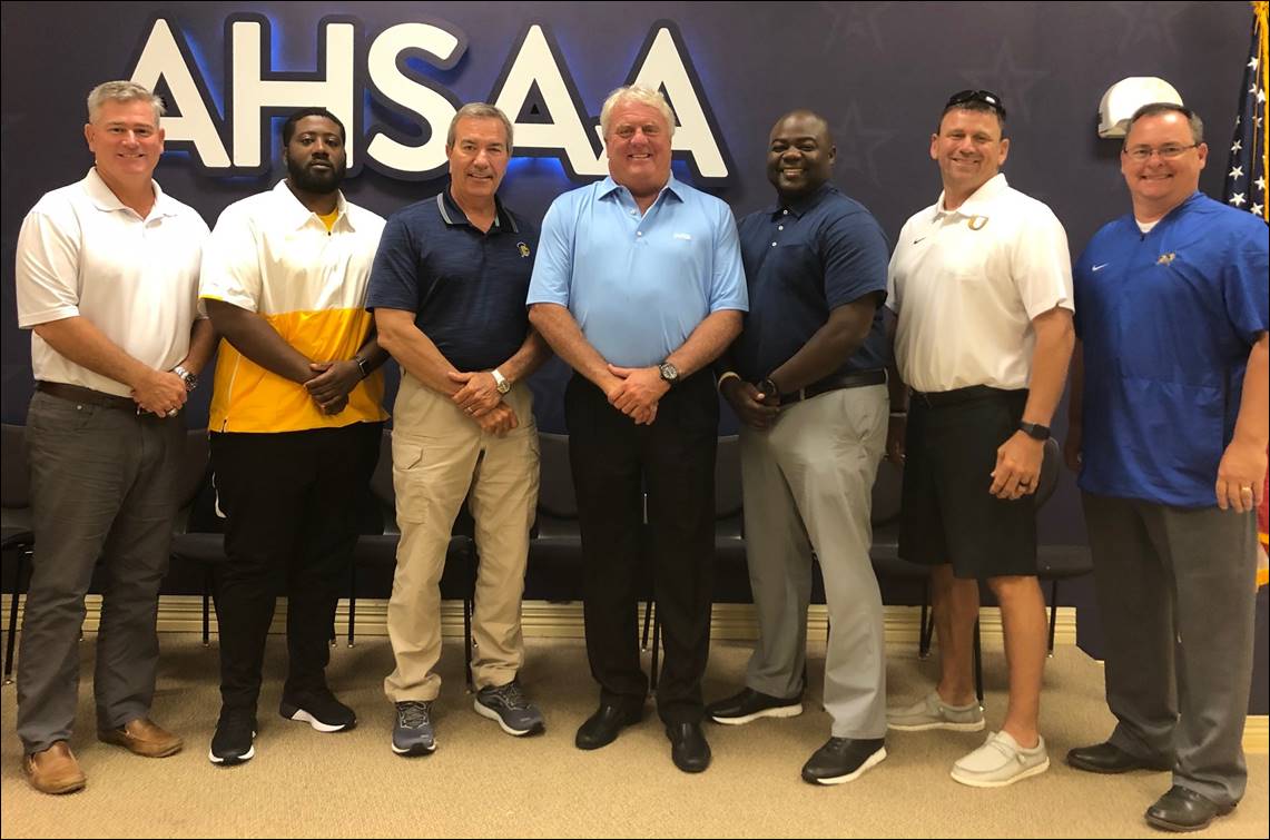 Alabama 2020 All-Star Football Coaching Staff poses for a photo at the AHSAA Headquarters
