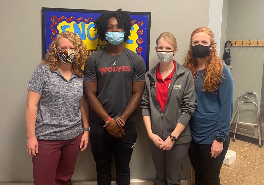 Athlete of the Month Jaylin White with the #EncoreRehab Dothan Staff